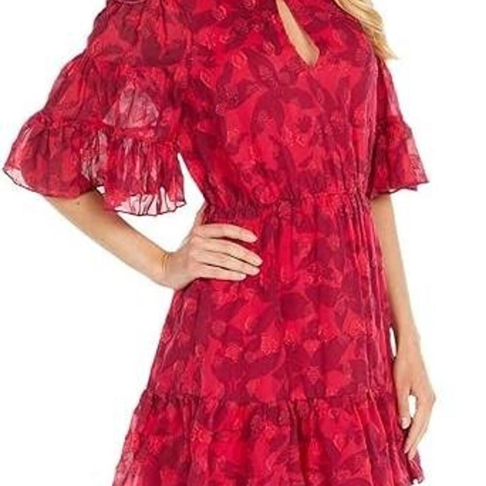 Joie Anthropologie Floral Red and Pink Whimsical Dress | Small